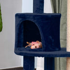 Cat house on blue cat tower