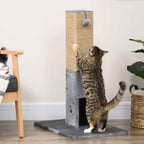 Cat scratching grey jute rope post