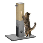 Cat scratching post 79cm tall grey plush fabric jute rope