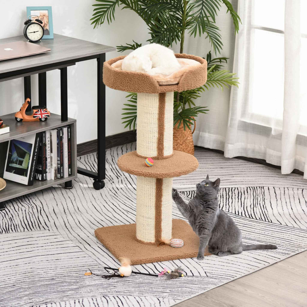 Cat scratching sisal rope post