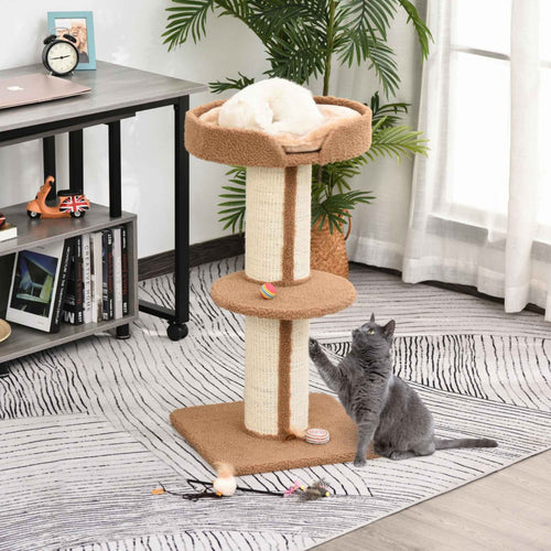 Cat scratching sisal rope post