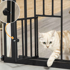 Cat travelling walk through black metal cat gate