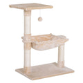Cat tree tower 70cm tall cream plush fabric sisal rope