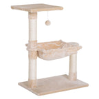 Cat tree tower 70cm tall cream plush fabric sisal rope
