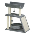 Cat tree tower 76 cm tall grey plush fabric sisal rope