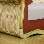 Corrugated cardboard surface on side of sofa