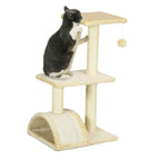 Cream fabric cat tree 72cm tall with sisal rope