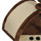 Curved scratching surface on brown kitten tree