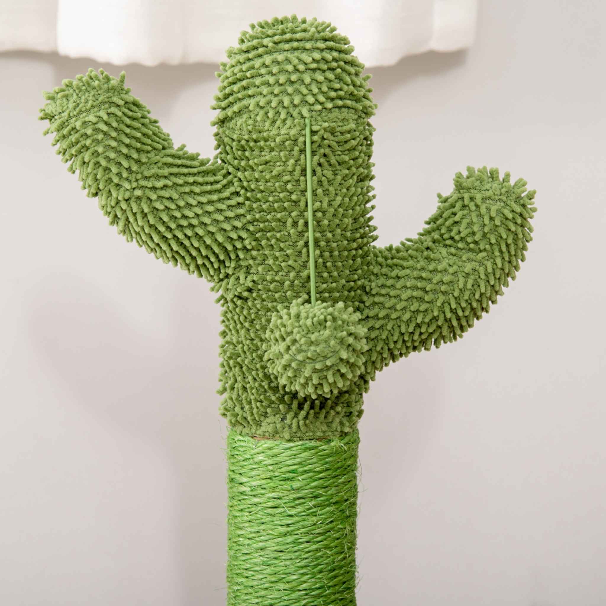 Dangling toy on cactus shape scratching post
