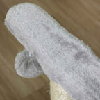 Dangling toy on small grey cat tree