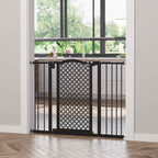 Decorative black dog gate in kitchen doorway