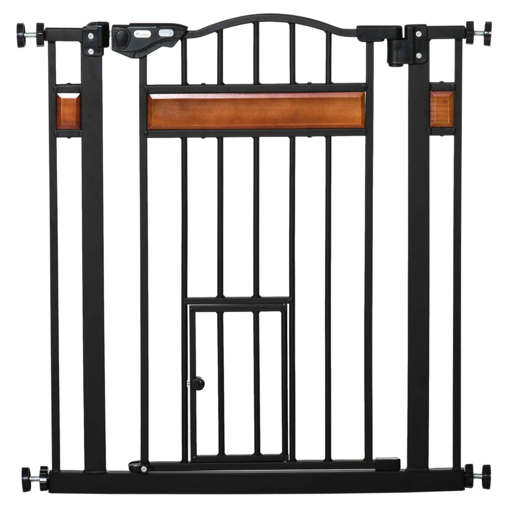 Decorative pinewood black dog gate