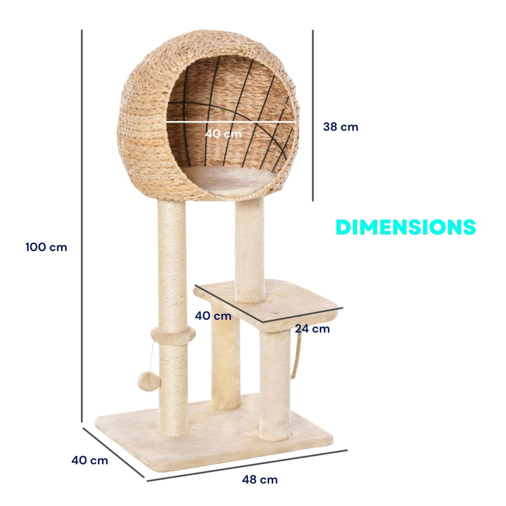 Dimensions for 100cm tall beige cat tree