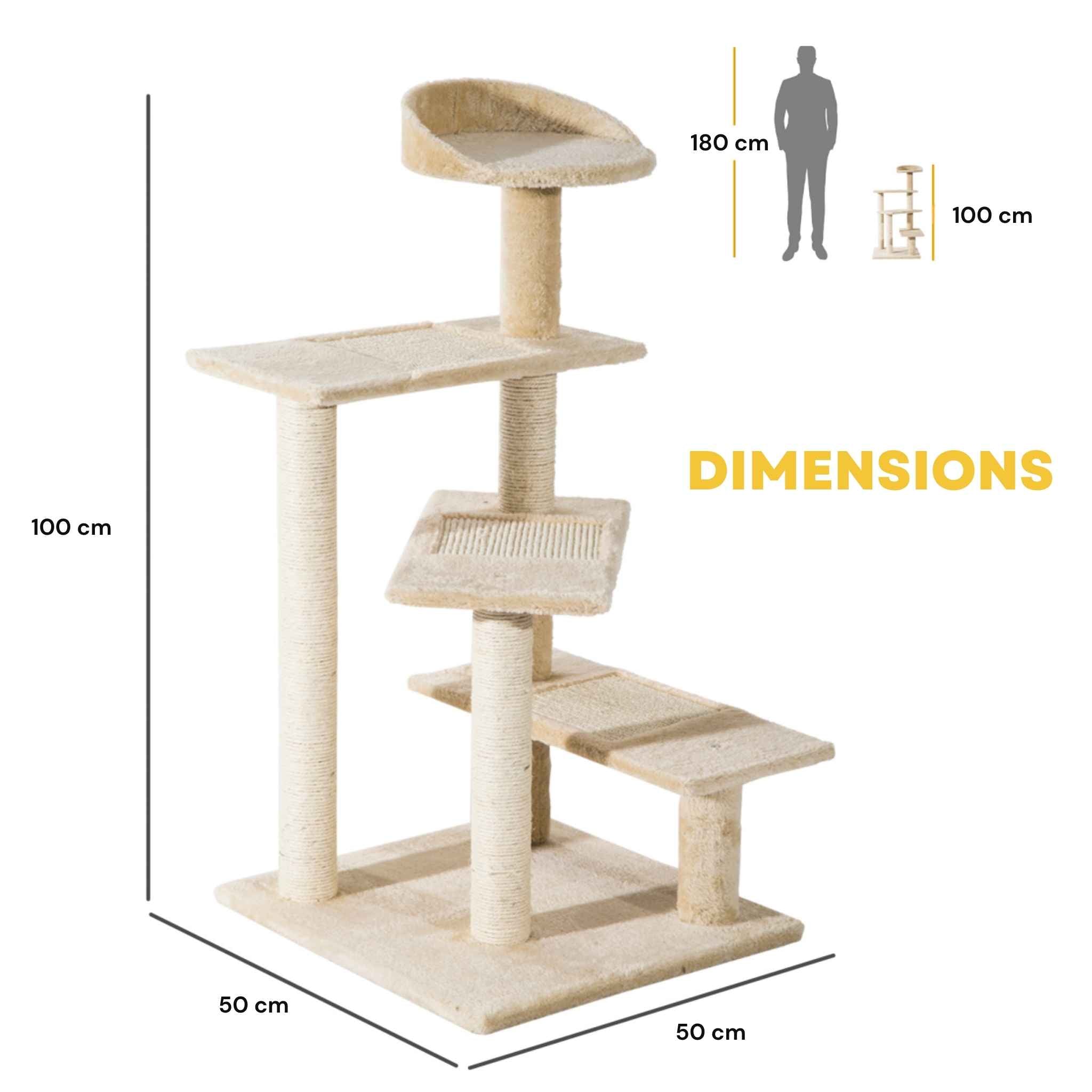 Dimensions for 100cm tall cat tree tower