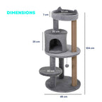 Dimensions for 104cm tall grey cat tree with sisal rope