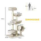 Dimensions for 105cm tall cream cat scratching post