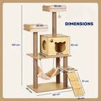Dimensions for 130cm tall wood effect cat tree