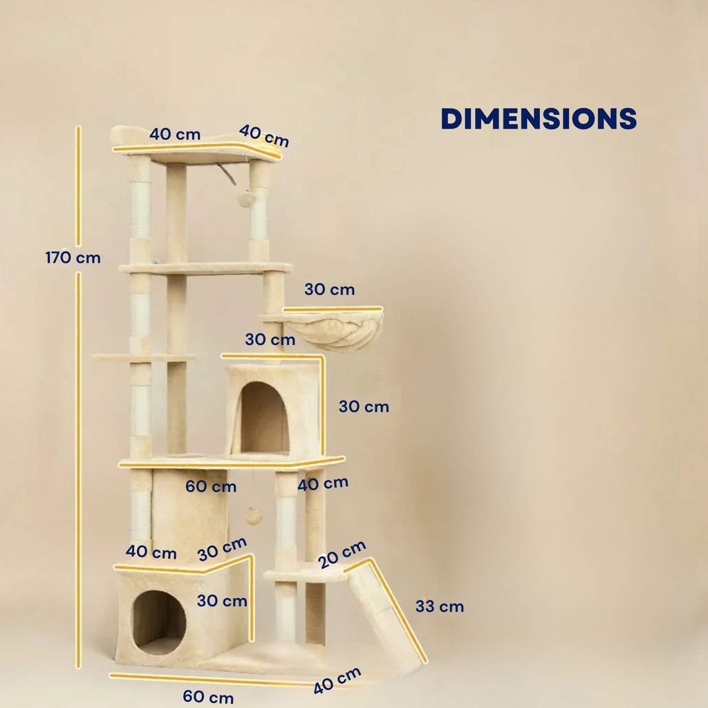 Dimensions for 170cm tall large beige cat tree