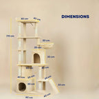 Dimensions for 170cm tall large beige cat tree