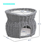 Dimensions for 2 tier grey wicker cat bed