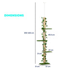 Dimensions for 242cm tall floor to ceiling cat tree with leaves & grass