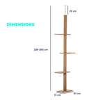 Dimensions for 260cm tall brown floor to ceiling cat tree