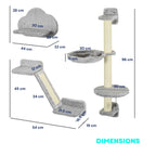 Dimensions for 3pcs wall mounted cat tree and scratcher