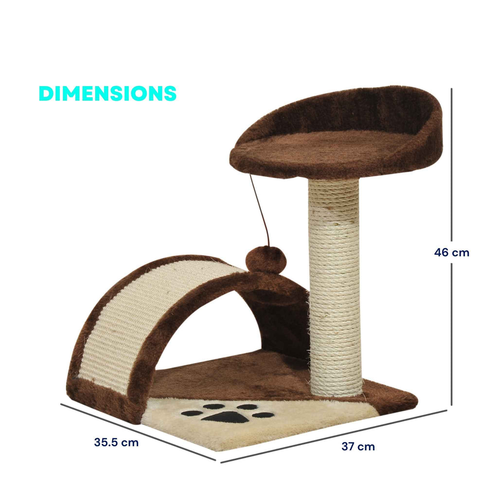 Dimensions for 46cm tall brown fabric kitten tree