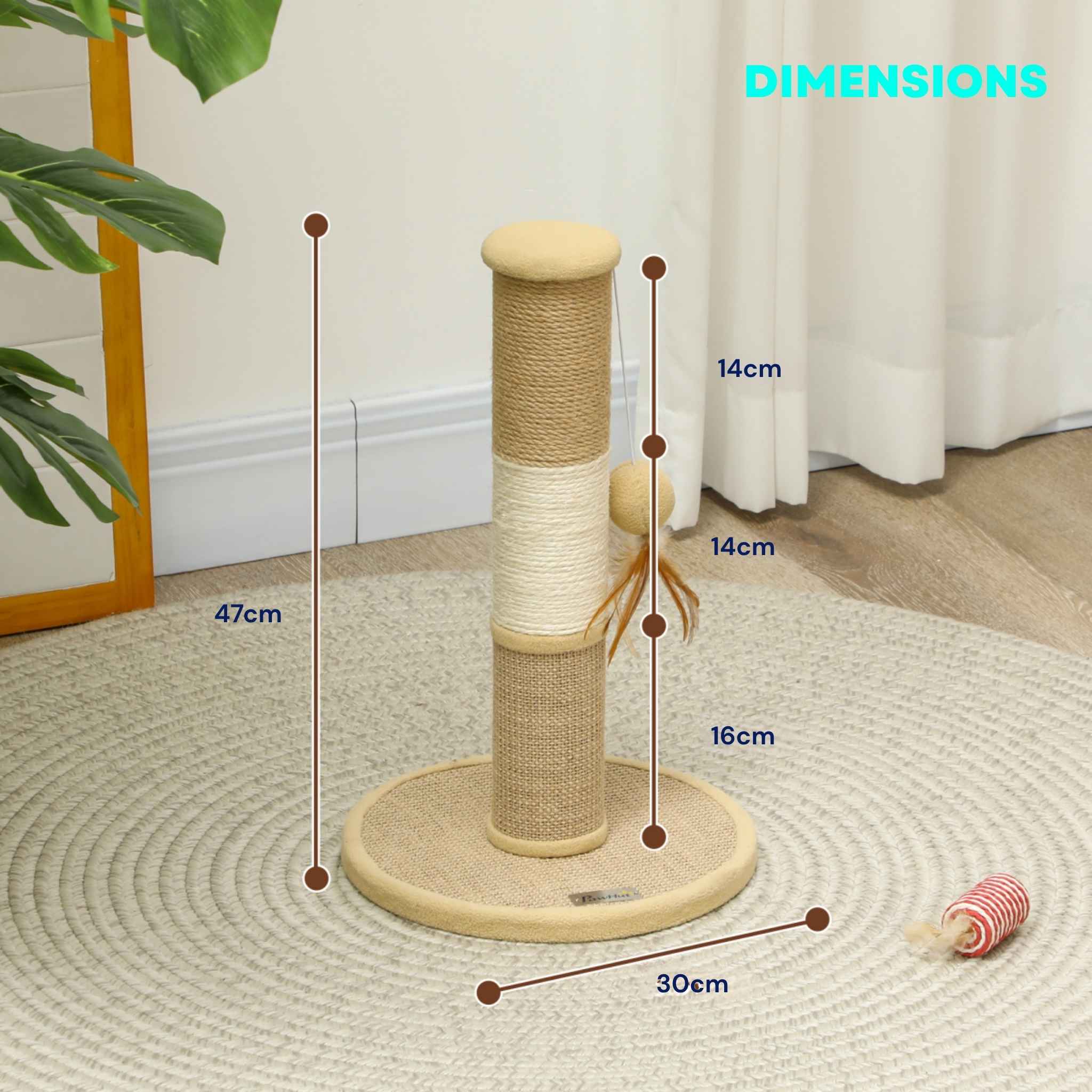 Dimensions for 47cm tall kitten scratching post