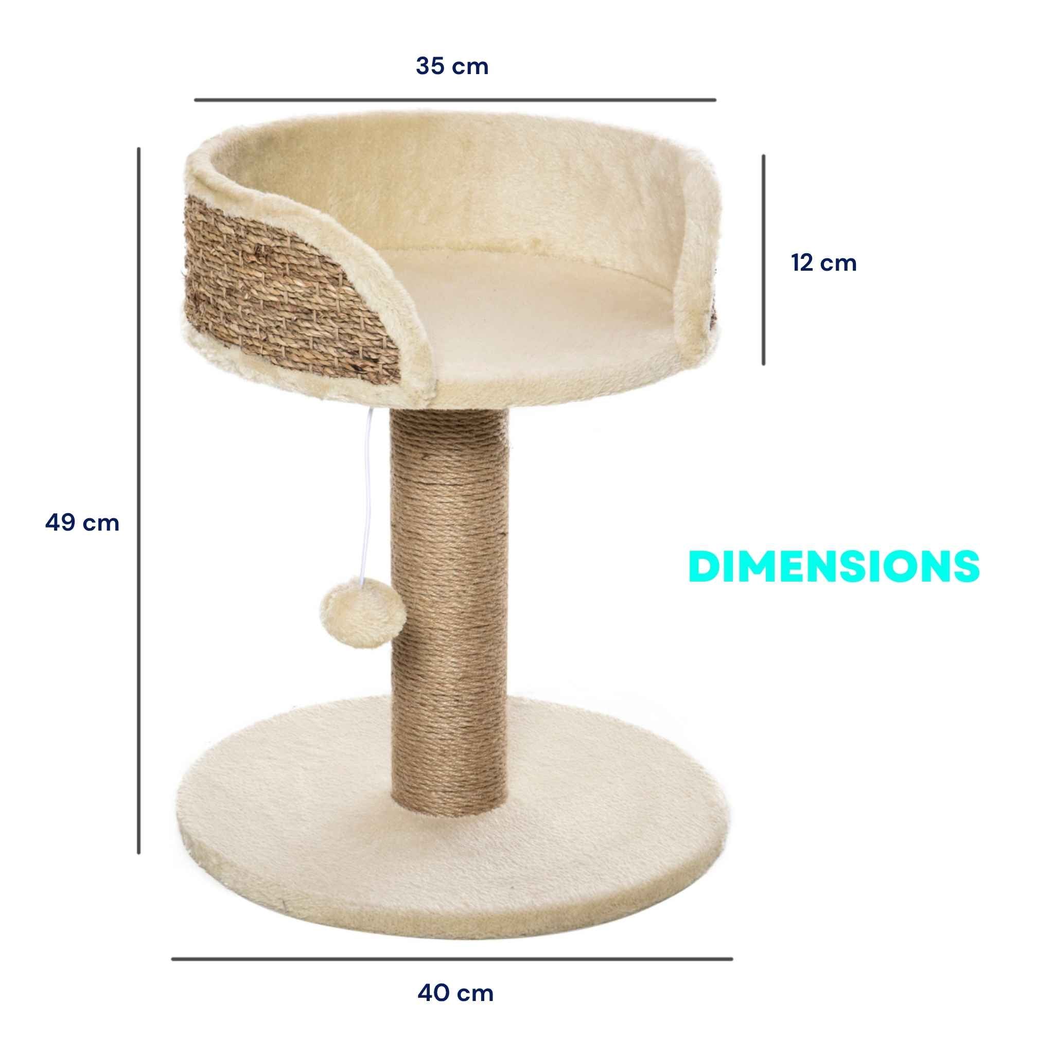 Dimensions for 49cm tall cat tree scratcher