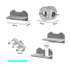 Dimensions for 4pcs grey wall mounted cat tree
