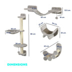 Dimensions for 4pcs wall mounted cat tree with hammock and ladder