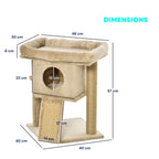 Dimensions for 57cm tall beige cat tree with jute rope