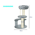 Dimensions for 65cm tall grey cat tree with sisal rope