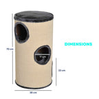 Dimensions for 70cm tall grey plush fabric cat barrell