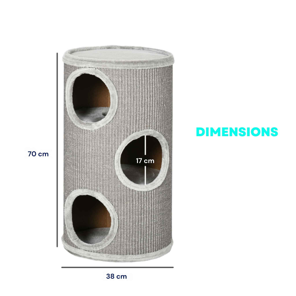 Dimensions for 70cm tall multi-level cat scratching barrel