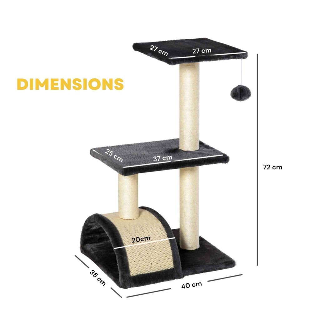 Dimensions for 72cm tall grey cat tree tower