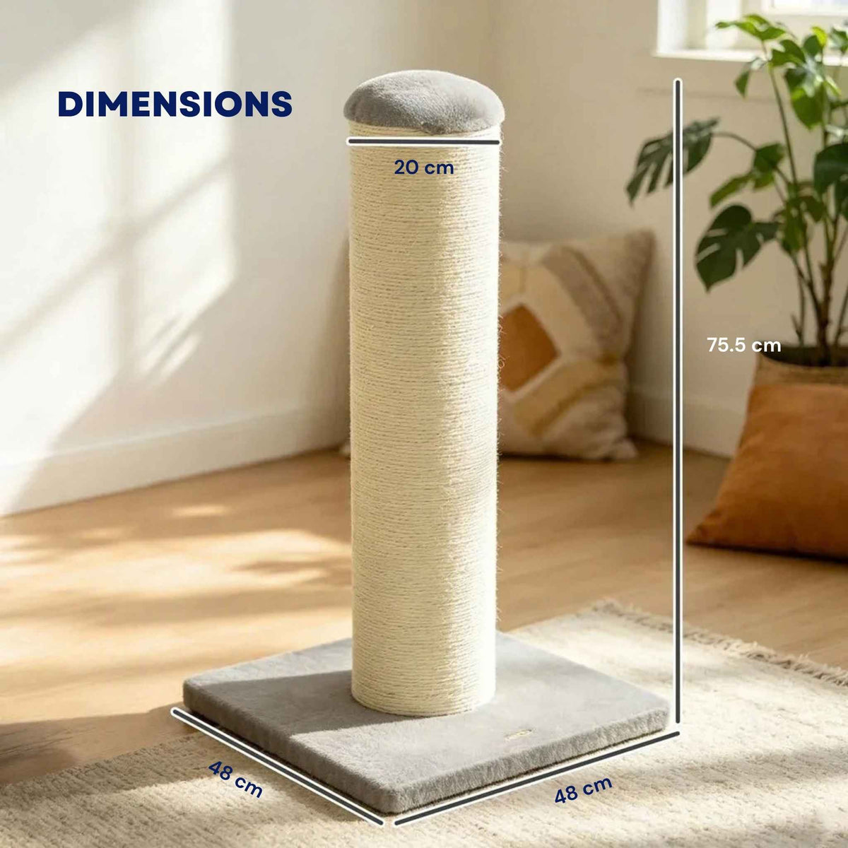 Dimensions for 76cm tall cat scratching post with sisal rope