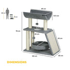 Dimensions for 76 cm tall grey cat scratcher tower