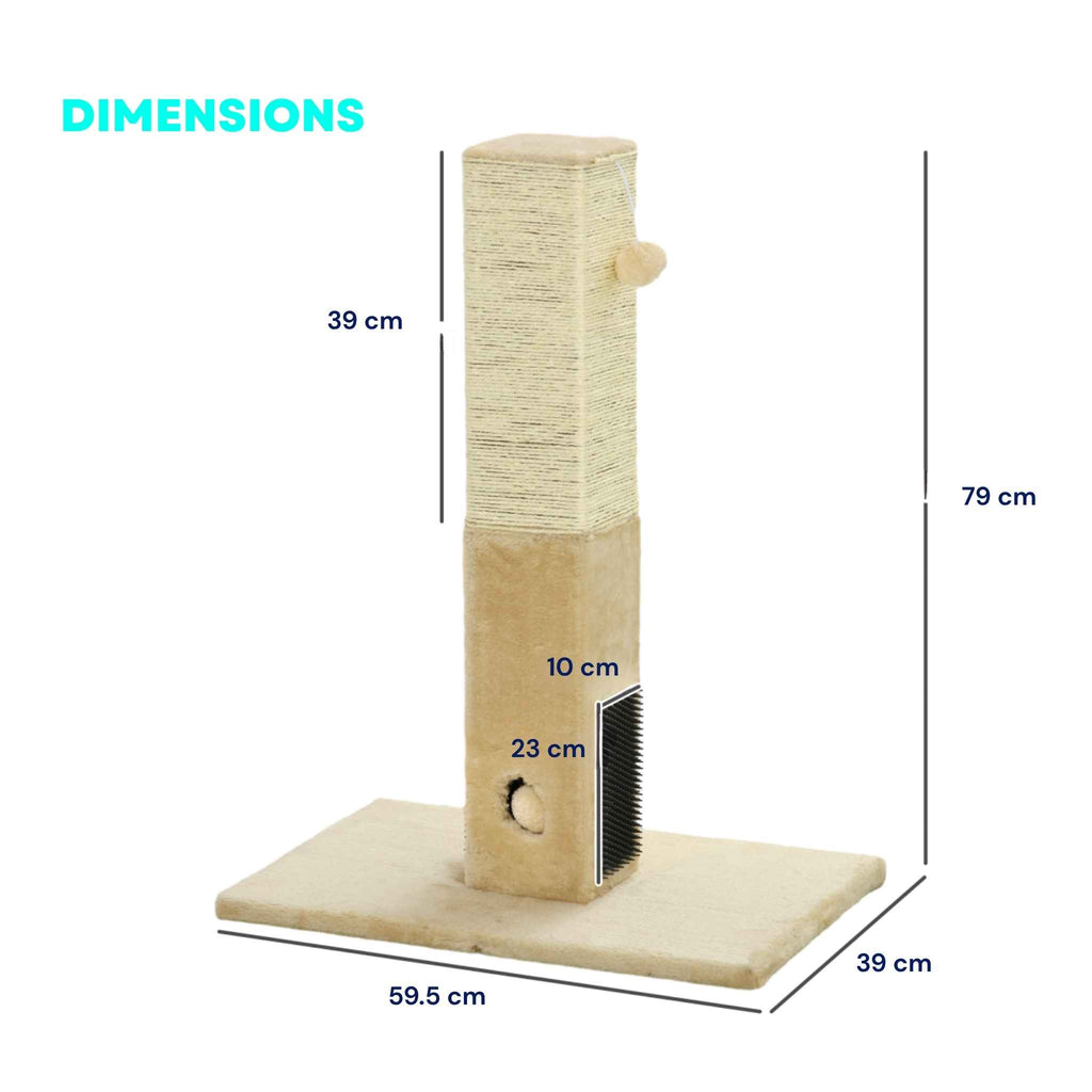 Dimensions for 79cm tall cat scratching post with self groomer