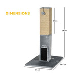 Dimensions for 79cm tall grey cat scratching post