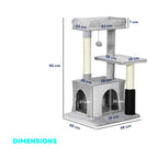 Dimensions for 85cm tall grey cat tree with cat house