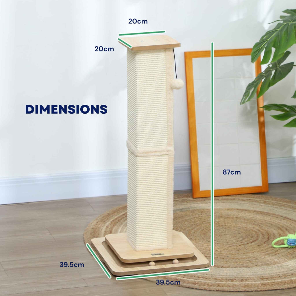 Dimensions for 87cm tall sisal rope post