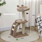 Dimensions for 88cm tall brown cat tree