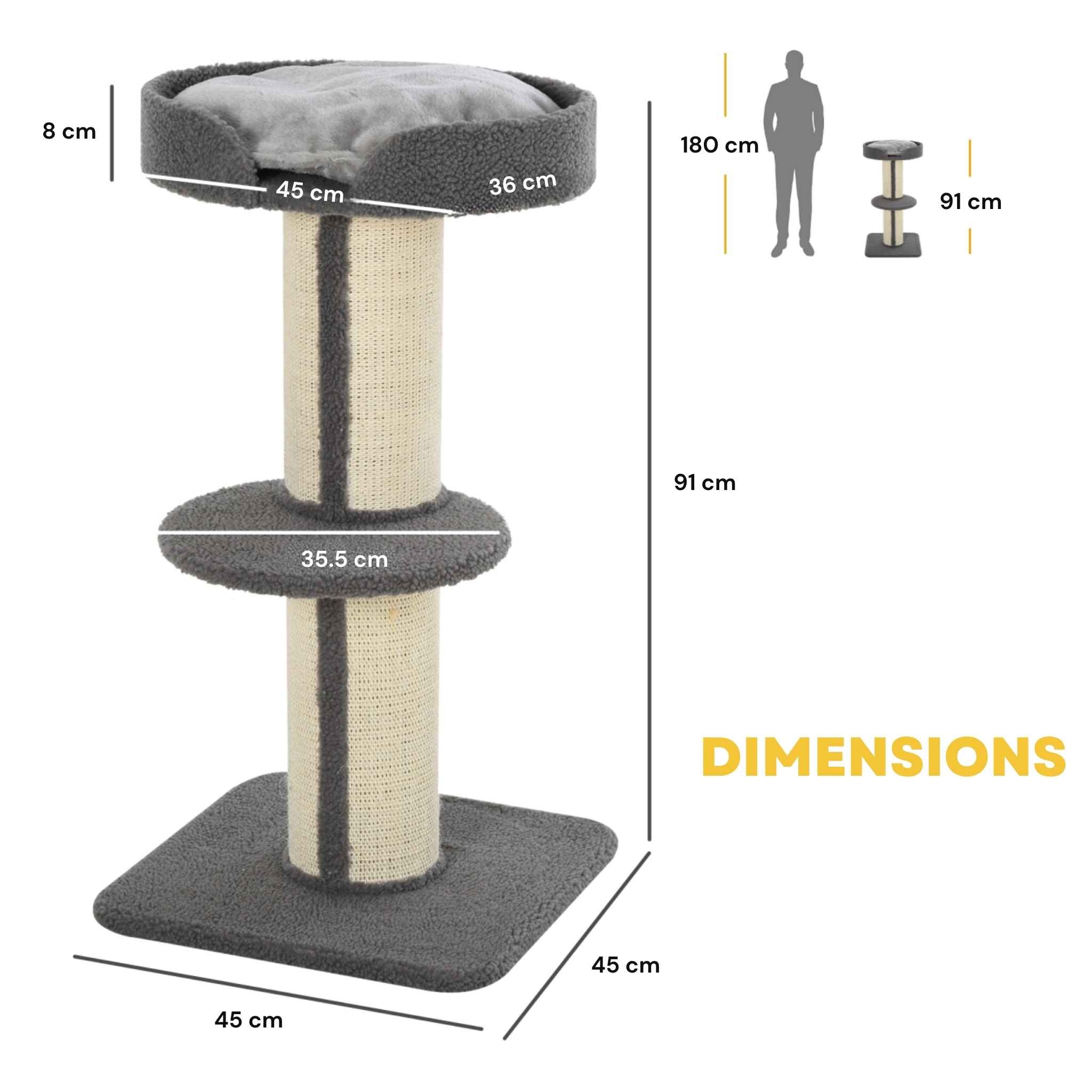 Dimensions for 91cm tall cat scratching post