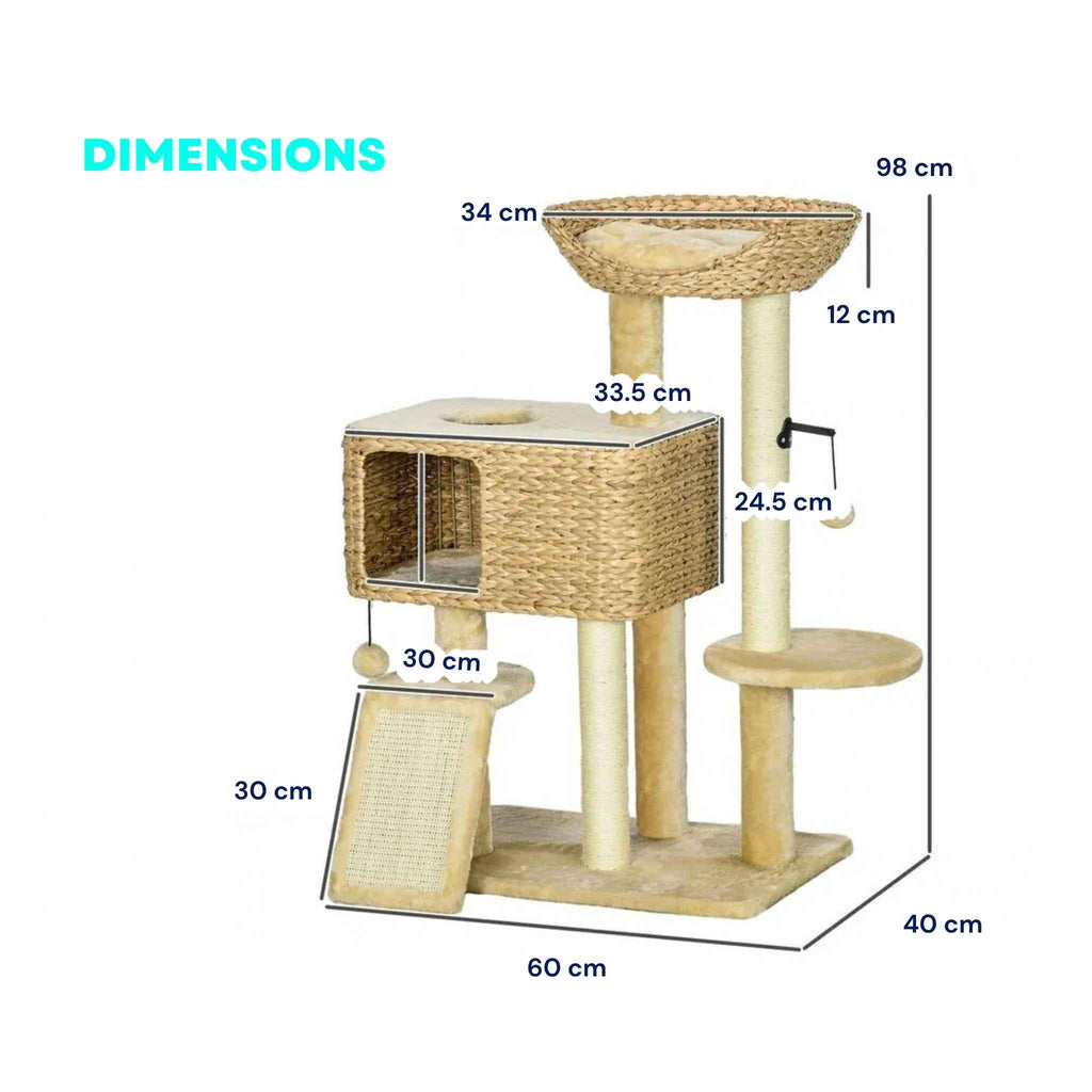 Dimensions for 95cm tall wicker cat tree