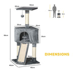 Dimensions for 98cm tall grey cat scratching post