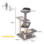 Dimensions for 99cm tall grey cat tree scratcher