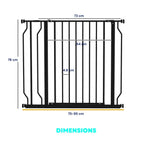 Dimensions for adjustable black pet gate 75-95cm x 76cm