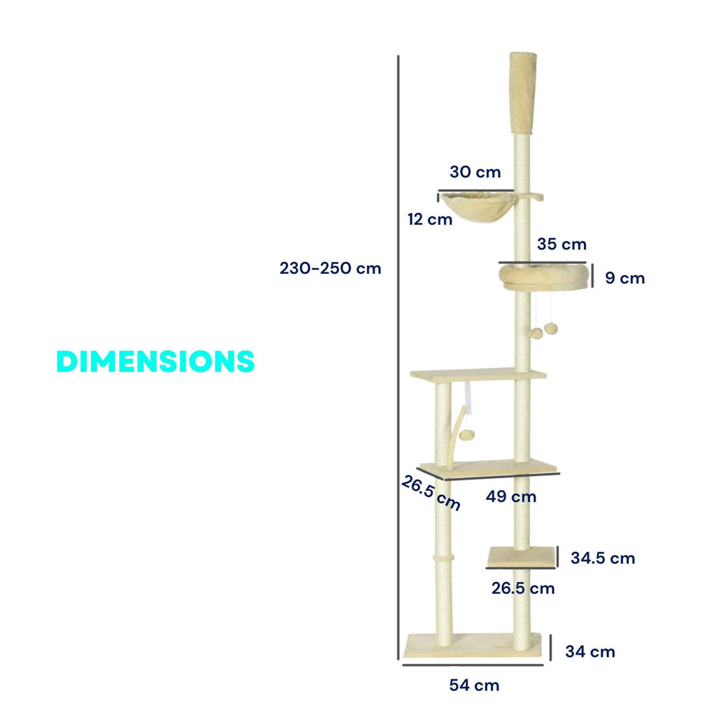 Dimensions for beige floor to ceiling cat tree